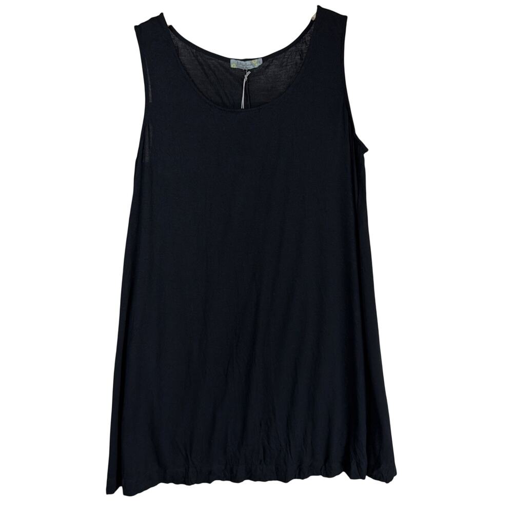 NWT Chalet Liz Black Crinkle Bamboo Blend Long Tank Dress XS USA